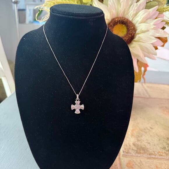 Judith Ripka 925 Sterling Silver Cross Pendant Necklace - Picture 4 of 8
